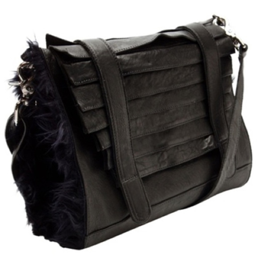 Collina Strada black leather muff purse bag